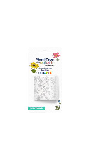 FITA ADESIVA 5MX50MM WASHI TAPE P/COLORIR LEOARTE
