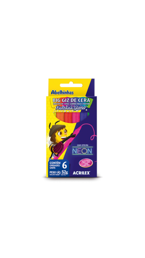 BIG GIZ DE CERA NEON FANTASIA GLITTER C/06 CORES ACRILEX
