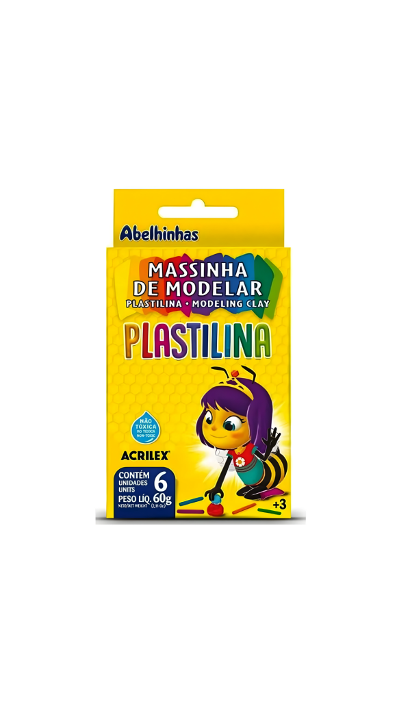 MASSA DE MODELAR 06 CORES 90G PLASTILINA ACRILEX