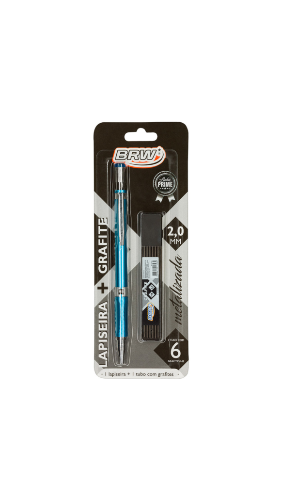 LAPISEIRA METALIZADA 2.0MM + 06 GRAFITES HB BLISTER BRW