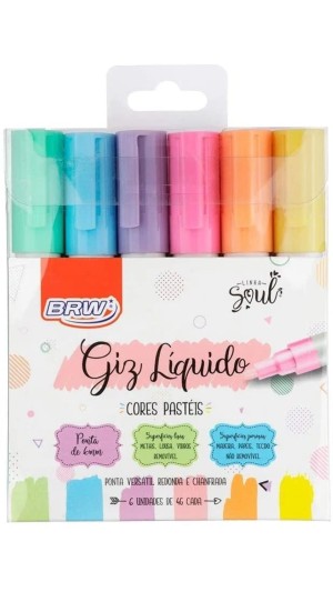 GIZ LOUSA LÍQUIDO TONS PASTEIS C/06 UNID. BRW