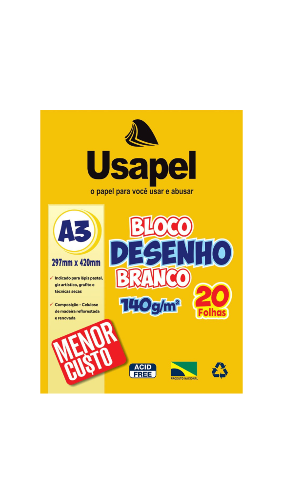 BLOCO DESENHO A3 140G 20 FLS BRANCO USAPEL