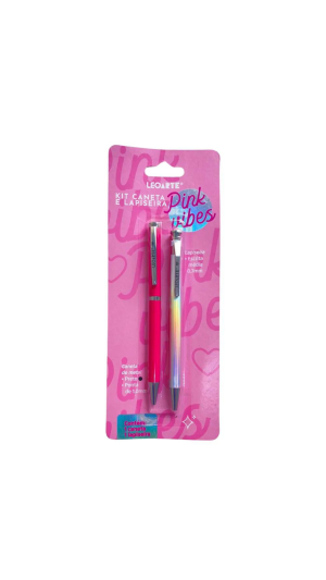 KIT CANETA E LAPISEIRA PINK VIBES 1.0MM / 0.7MM LEOARTE