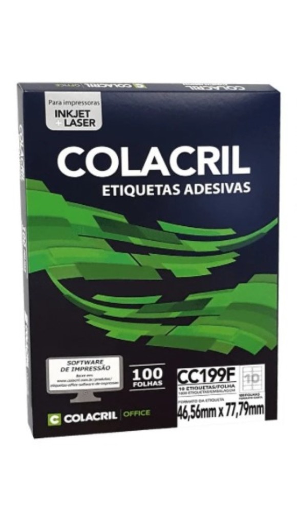 ETIQUETA INK/LASER CARTA 010 POR FOLHA 46,56X77,79 CAIXA C/100F.