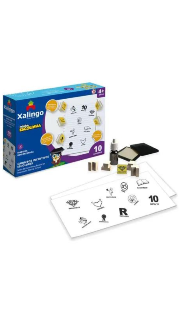 CARIMBOS MINHA ESCOLINHA MADEIRA C/10 PCS XALINGO