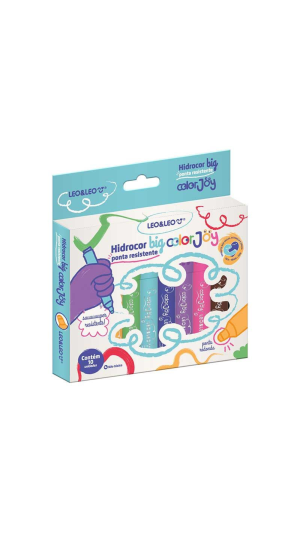 CANETA HIDROCOR BIG COLORJOY PONTA RESISTENTE 10 CORES LEO&LEO